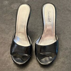 Bonnibel Black Heel Slippers Slip On Shoes 7 Black